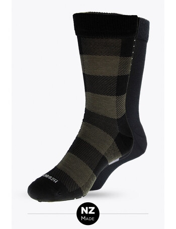 NZ Sock Co. Wellbeing Merino Sock, 2-Pack, Kalamata & Black product photo