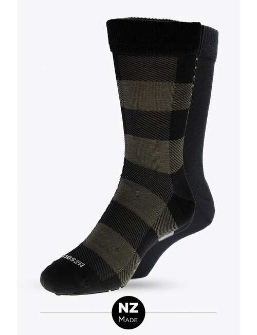 NZ Sock Co. Wellbeing Merino Sock, 2-Pack, Kalamata & Black product photo