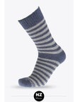 NZ Sock Co. Possum Stripe Crew Sock, Denim & Natural product photo