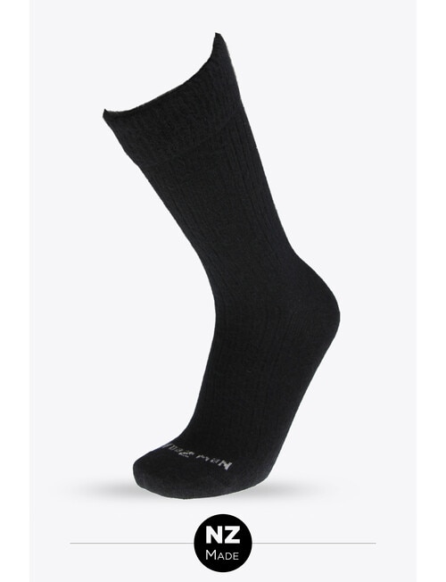 NZ Sock Co. Possum Comfort Top Crew Sock, Black product photo