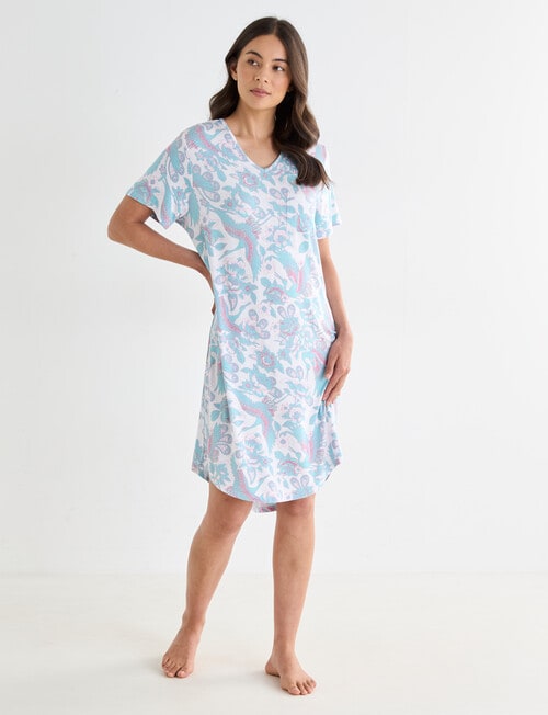 Whistle Sleep T-Shirt Nightie, Crane Print, 8-22 product photo View 03 L