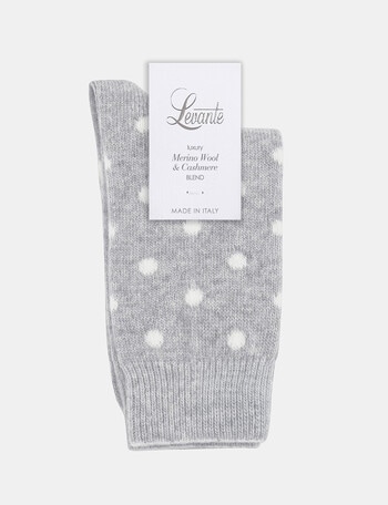 Levante Ilaria Wool Cashmere Spot Crew Sock, Cloud product photo