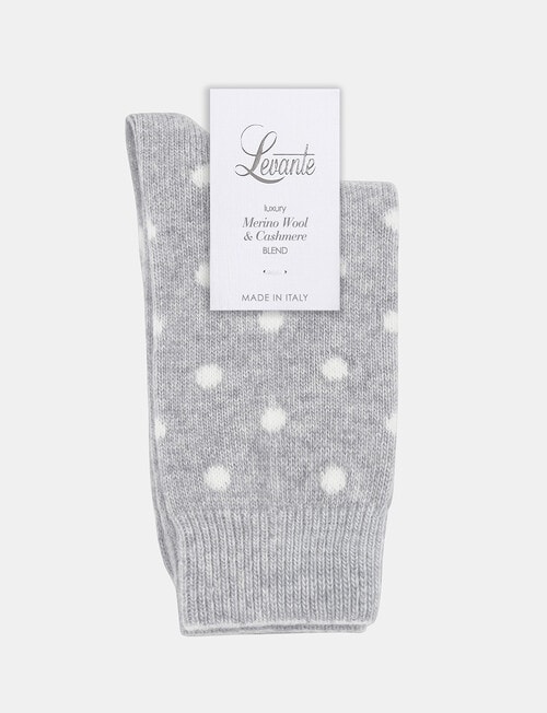 Levante Ilaria Wool Cashmere Spot Crew Sock, Cloud product photo