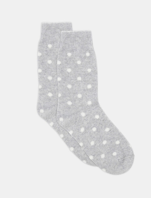 Levante Ilaria Wool Cashmere Spot Crew Sock, Cloud product photo View 02 L