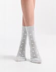 Levante Ilaria Wool Cashmere Spot Crew Sock, Cloud product photo View 03 S