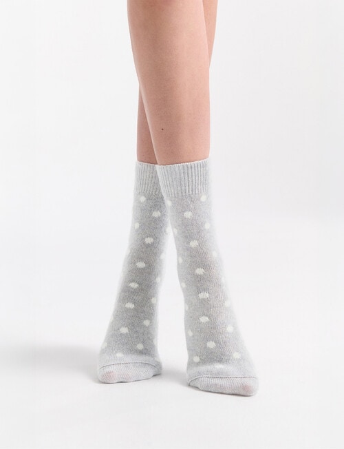 Levante Ilaria Wool Cashmere Spot Crew Sock, Cloud product photo View 03 L