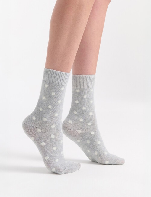 Levante Ilaria Wool Cashmere Spot Crew Sock, Cloud product photo View 04 L