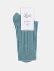 Levante Angelina Wool Cashmere Cable Crew Sock, Seaglass product photo