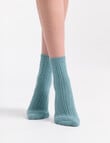 Levante Angelina Wool Cashmere Cable Crew Sock, Seaglass product photo View 03 S