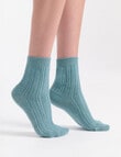 Levante Angelina Wool Cashmere Cable Crew Sock, Seaglass product photo View 04 S