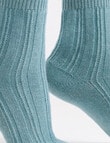 Levante Angelina Wool Cashmere Cable Crew Sock, Seaglass product photo View 05 S