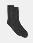Levante Angelina Wool Cashmere Cable Crew Sock, Shadow product photo View 02 S