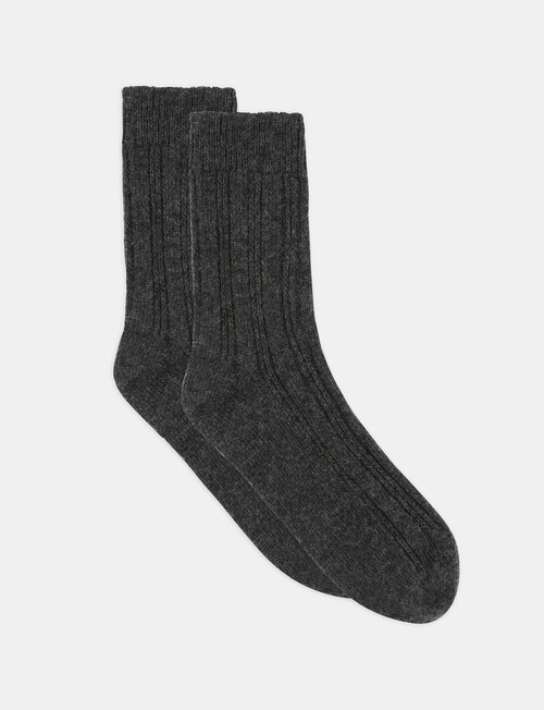 Levante Angelina Wool Cashmere Cable Crew Sock, Shadow product photo View 02 L