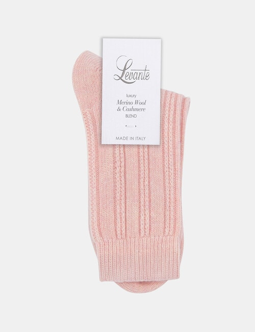 Levante Angelina Wool Cashmere Cable Crew Sock, Rosette product photo