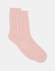 Levante Angelina Wool Cashmere Cable Crew Sock, Rosette product photo View 02 S