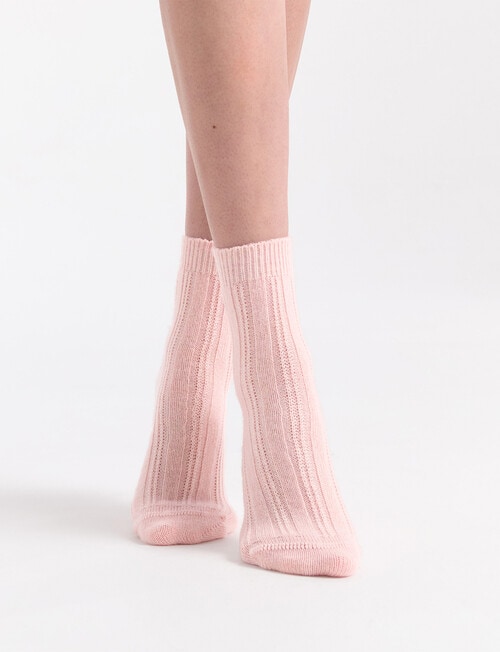 Levante Angelina Wool Cashmere Cable Crew Sock, Rosette product photo View 03 L