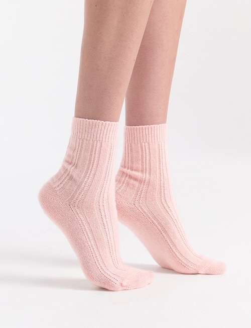 Levante Angelina Wool Cashmere Cable Crew Sock, Rosette product photo View 04 L