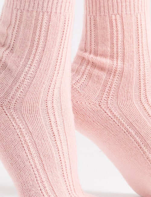 Levante Angelina Wool Cashmere Cable Crew Sock, Rosette product photo View 05 L