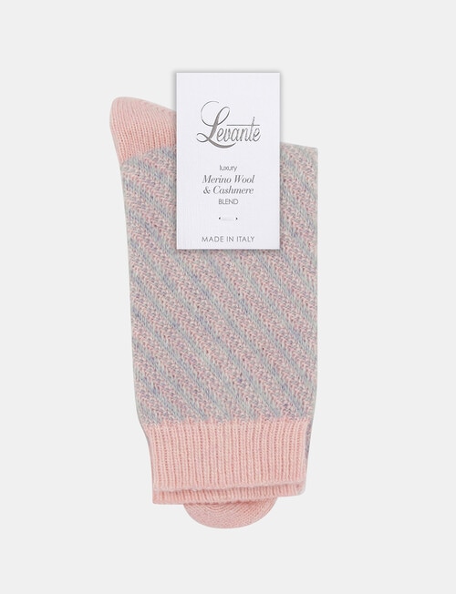 Levante Clara Wool Cashmere Chevron Crew Sock, Rosette product photo