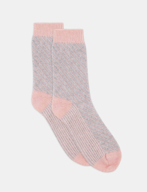 Levante Clara Wool Cashmere Chevron Crew Sock, Rosette product photo View 02 L