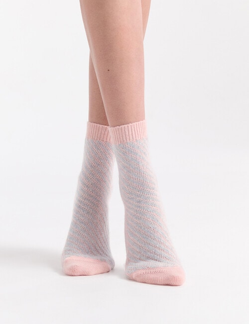 Levante Clara Wool Cashmere Chevron Crew Sock, Rosette product photo View 03 L