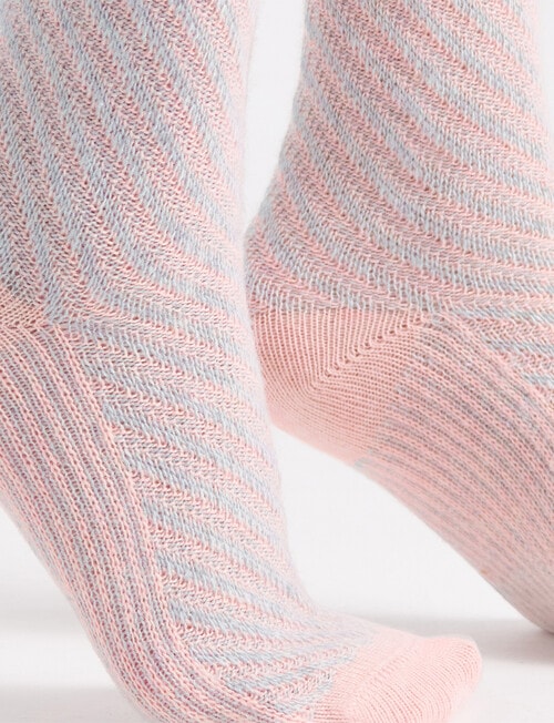 Levante Clara Wool Cashmere Chevron Crew Sock, Rosette product photo View 05 L