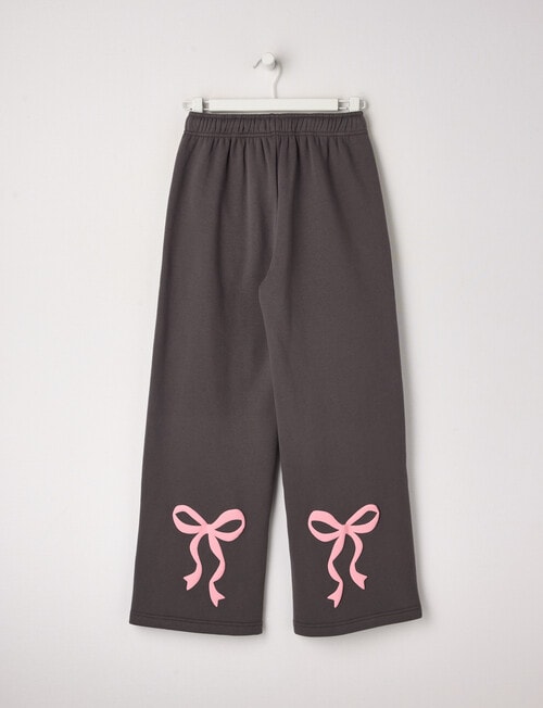 Switch Bows Wide Leg Trackpant, Charcoal & Pink product photo View 02 L