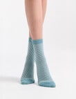 Levante Clara Wool Cashmere Chevron Crew Sock, Seaglass product photo View 03 S
