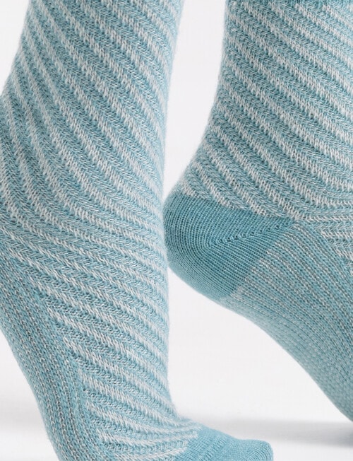 Levante Clara Wool Cashmere Chevron Crew Sock, Seaglass product photo View 05 L