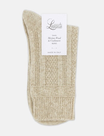 Levante Camella Crew Sock, Oatmeal product photo