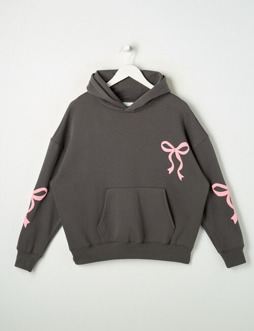 Switch Bows Oversized Hoodie, Charcoal & Pink product photo