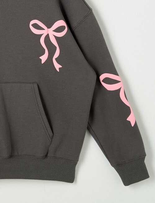Switch Bows Oversized Hoodie, Charcoal & Pink product photo View 02 L