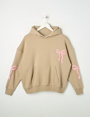 Switch Bows Oversized Hoodie, Natural & Pink product photo