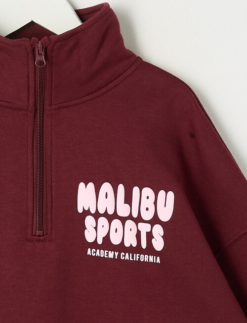 Switch Malibu Oversized 1/4 Zip Sweatshirt, Red Velvet product photo View 03 L