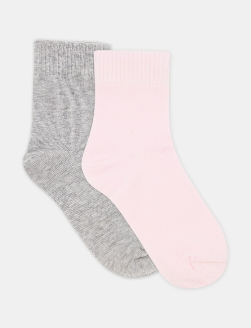 Ambra Organic Cotton Rib Top Crew Socks, 2-Pack, Grey Marle & Dahlia product photo View 02 L