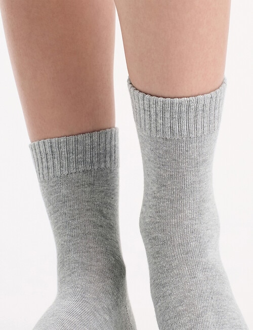 Ambra Organic Cotton Rib Top Crew Socks, 2-Pack, Grey Marle & Dahlia product photo View 07 L