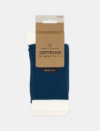 Ambra Organic Cotton 2 Tone Rib Crew Socks, Empress product photo