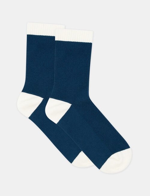 Ambra Organic Cotton 2 Tone Rib Crew Socks, Empress product photo View 02 L