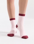 Ambra Organic Cotton 2 Tone Rib Crew Socks, Dahlia product photo View 03 S