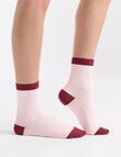 Ambra Organic Cotton 2 Tone Rib Crew Socks, Dahlia product photo View 04 S
