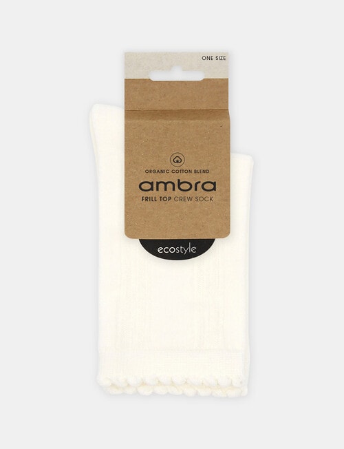 Ambra Organic Cotton Frill Top Crew Socks, Buttercream product photo