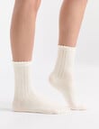 Ambra Organic Cotton Frill Top Crew Socks, Buttercream product photo View 04 S