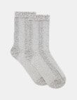 Ambra Organic Cotton Frill Top Crew Socks, Grey Marle product photo View 02 S
