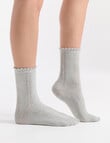 Ambra Organic Cotton Frill Top Crew Socks, Grey Marle product photo View 04 S