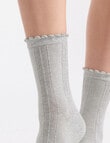 Ambra Organic Cotton Frill Top Crew Socks, Grey Marle product photo View 05 S