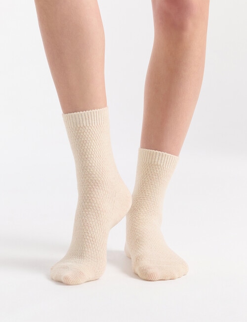 Ambra Waffle Crew Socks, 2-Pack, Bone & Fern product photo View 03 L