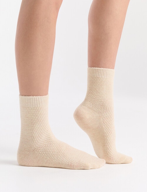 Ambra Waffle Crew Socks, 2-Pack, Bone & Fern product photo View 04 L