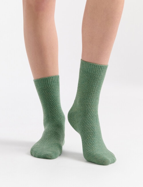Ambra Waffle Crew Socks, 2-Pack, Bone & Fern product photo View 05 L