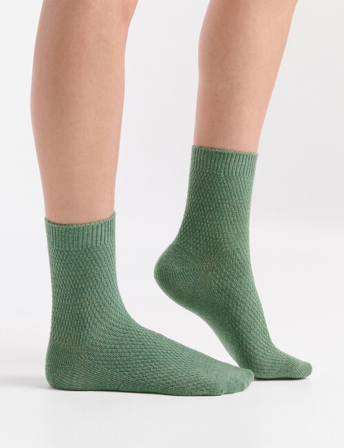Ambra Waffle Crew Socks, 2-Pack, Bone & Fern product photo View 06 L