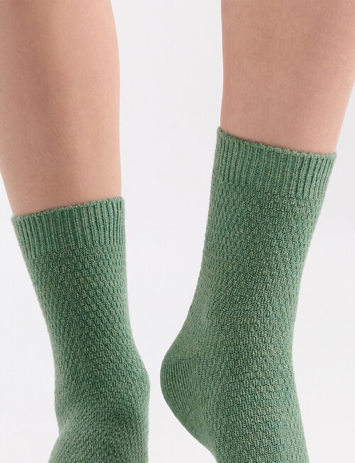 Ambra Waffle Crew Socks, 2-Pack, Bone & Fern product photo View 07 L